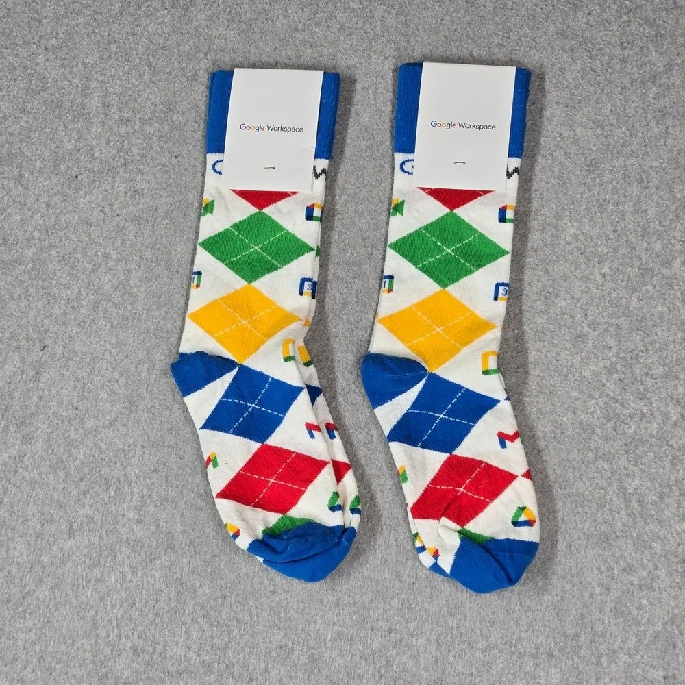 Sock Club Men Socks OS Blue Google Geometric Diamond 2 Pairs NWT